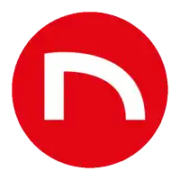 a red circle with a white curve in the middle