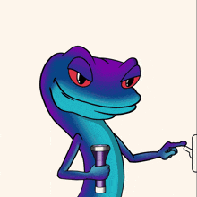 a blue lizard with a flashlight surrounded by numbers and the words " in snek we trust "