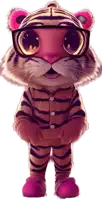 a cartoon tiger wearing glasses and a pajama suit