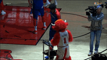 a mascot with the number 1 on it