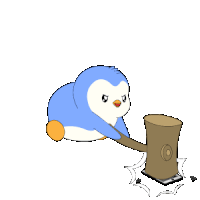 a cartoon penguin is being smashed by a hammer and a cell phone