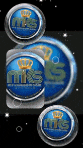 a blue circle with a crown on it that says my kingdom sam