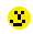 a pixel art of a smiley face with a mustache sticking out .