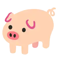 a pig with a horseshoe on its ear is standing on a white background