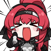 a cartoon character with red hair is crying and pointing at something