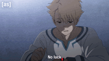 a cartoon of a man with the words " no luck " above him