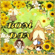 a picture of a cookie with the words bom dia