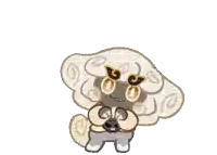 a pixel art of a cookie with glasses and a swirl on its head .
