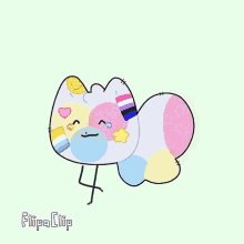 a cartoon drawing of a butterfly with a flipa clip logo below it