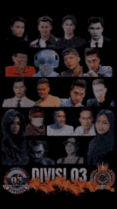 a collage of people with division 03 on the bottom right