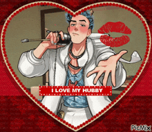 a picture of a man in a heart with the words i love my hubby written on it