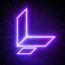 the letter l is glowing in the dark against a starry night sky .