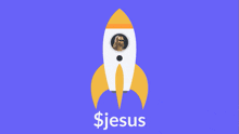 an illustration of a rocket with jesus on it and the word jesus below it