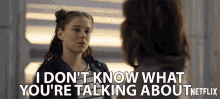 I Dont Know What Youre Talking About Mina Sundwall GIF - I Dont Know What Youre Talking About Mina Sundwall Penny Robinson GIFs