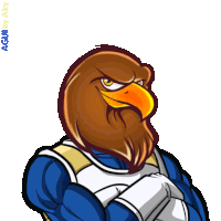 a drawing of an eagle with the words aqui by aky written below it