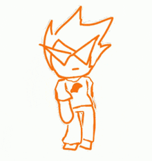 a drawing of a cartoon character with orange hair and glasses