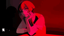 a drawing of a girl with chinese writing on the bottom right