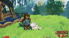 a video game called gold gold adventure gold shows a girl and a white cat