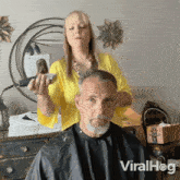 A Woman Abruptly Shaves Off A Man'S Hair Viralhog GIF - A Woman Abruptly Shaves Off A Man'S Hair Viralhog A Woman Shaves Off A Man'S Hair Without Any Warning GIFs