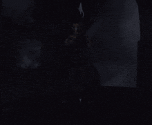 a dark room with a person standing in the middle