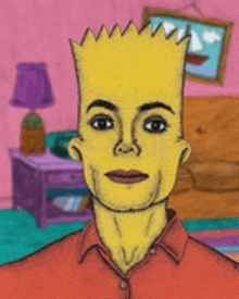 a cartoon of bart simpson with a red shirt