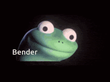 a cartoon frog with the word bender written on it