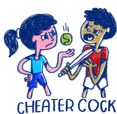 Girl Calls Boy A Cheater Sticker - Gully Cricket Cheater Cock Tennis Ball Stickers