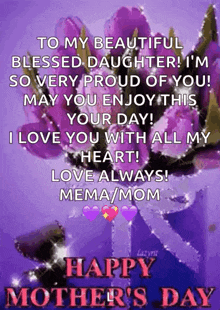 happy mother 's day to my beautiful blessed daughter , i 'm so very proud of you !