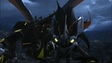 a cartoon drawing of a giant robot with wings