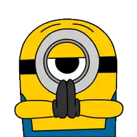 a cartoon of a minion with one eye covering his mouth