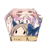a cube with a picture of a girl with a bow on her head