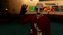 a screenshot of a video game shows a man wearing a bandaged head