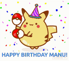 Happy Birthday Pikachu GIF - Happy Birthday Pikachu Manu GIFs