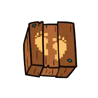 a cartoon drawing of a wooden block with a pixelated map on it