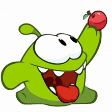 eating an apple om nom cut the rope so yummy delicious