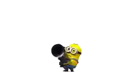 a cartoon minion is doing a handstand with his tongue out