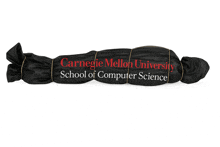 the carnegie mellon university school of computer science logo is wrapped in black cloth