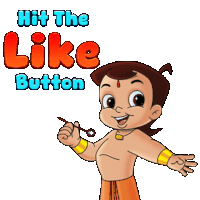 a cartoon character with the words hit the like button on the bottom