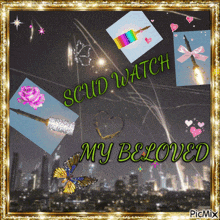 a collage of pictures with the words scud watch my beloved