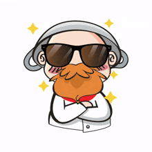 cute chef man mustache sunglasses
