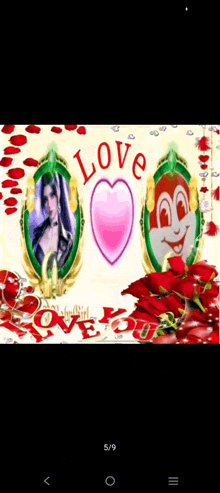 a picture of a girl and a monkey with the word love written on it