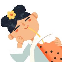 Busy Princess Slurping A Giantic Bubble Milk Tea Through A Straw Sticker - A Day Withthe Busy Princess Cute Adorable Stickers