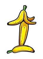a cartoon drawing of a banana that has been peeled