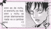 a black and white drawing of a man with the words eren es de nichu el erenichiu es real