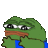 a cartoon of a green frog with glasses and a blue shirt on a white background .