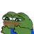 a cartoon of a green frog with glasses and a blue shirt on a white background .