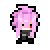 a pixel art of a girl with pink hair .