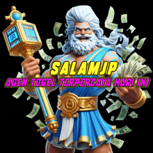 salamjp agen togel terpercaya hari ini with a cartoon character holding a key