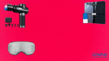 a happy valentine 's day greeting card with a massager eye mask and scale