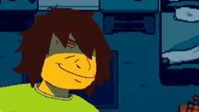 a pixel art drawing of a person with a yellow face